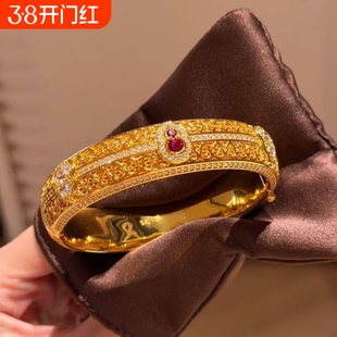 【金碧辉煌】宫廷风轻奢重工金色镂空葫芦镶钻手镯女节日送礼物新