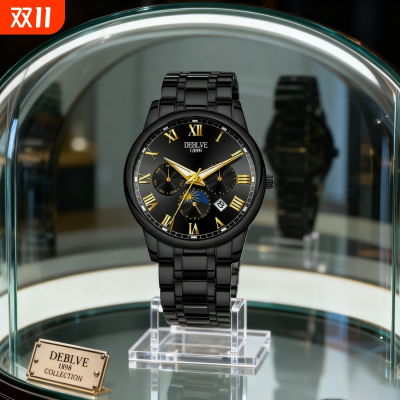 男款手表防水石英腕表高级感男士全自动非机械表正品名牌钢带商务