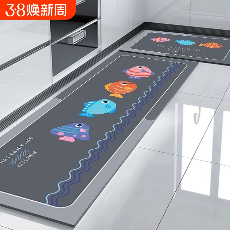 厨房门口吸水吸油地垫家用新款免洗耐脏防滑防油防水专用加厚垫子 - 天天特卖工厂出品