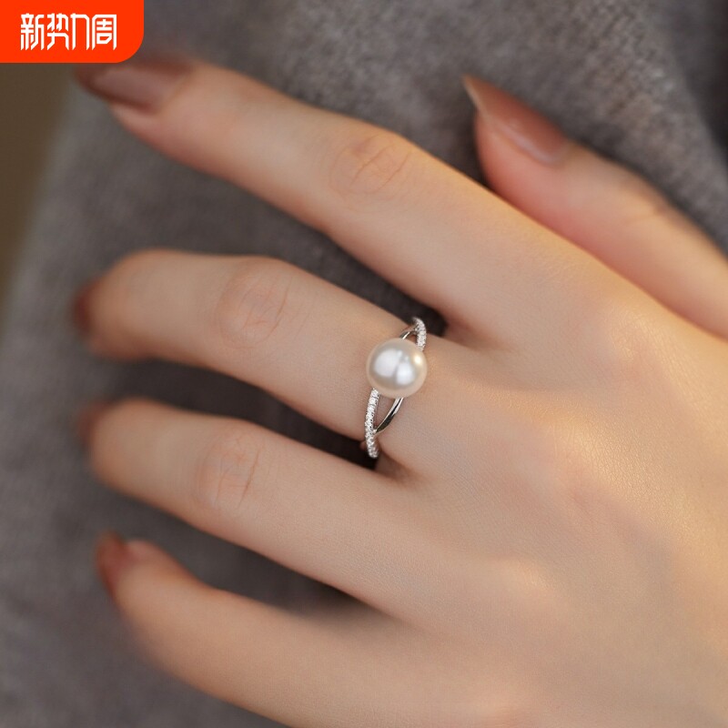 韩国简约轻奢珍珠戒指简约气质百搭个性小众设计ins风指环