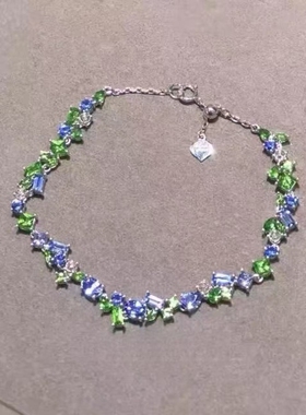 【莫奈花园】韩系绿蓝双拼闪钻手链轻奢高级精致时尚手链饰品小众