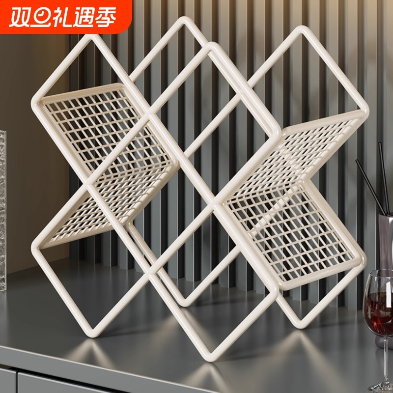 红酒架桌面葡萄酒展示架酒柜家用红酒格子架红酒瓶收纳架轻奢铁艺