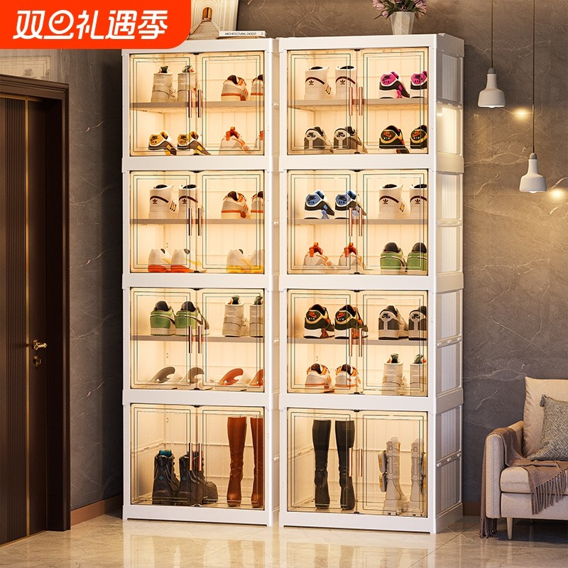 鞋盒收纳盒家用门口多层免安装透明鞋架折叠鞋柜蚂蚁鞋子收纳神器