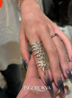 复古个性夸张设计银色立体脊椎骨架戒指小众设计感高级指环男女款