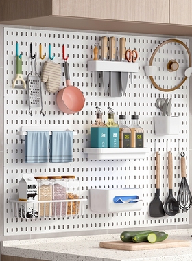收纳神器免打孔洞洞板多功能收纳架厨房调料架置物架家用壁挂刀架