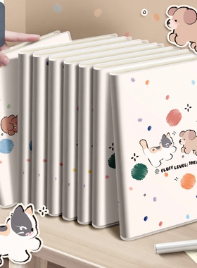 梦瑾新款卡通可爱风加厚笔记本本子学生专用高颜值肤感b5胶套本课堂笔记考研加厚软皮日记本记录a5办公记事本