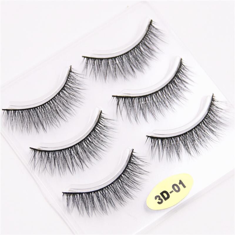 3对装诺霏娅公主3D-01#多层交叉假睫毛批发 棉线梗自然裸妆眼