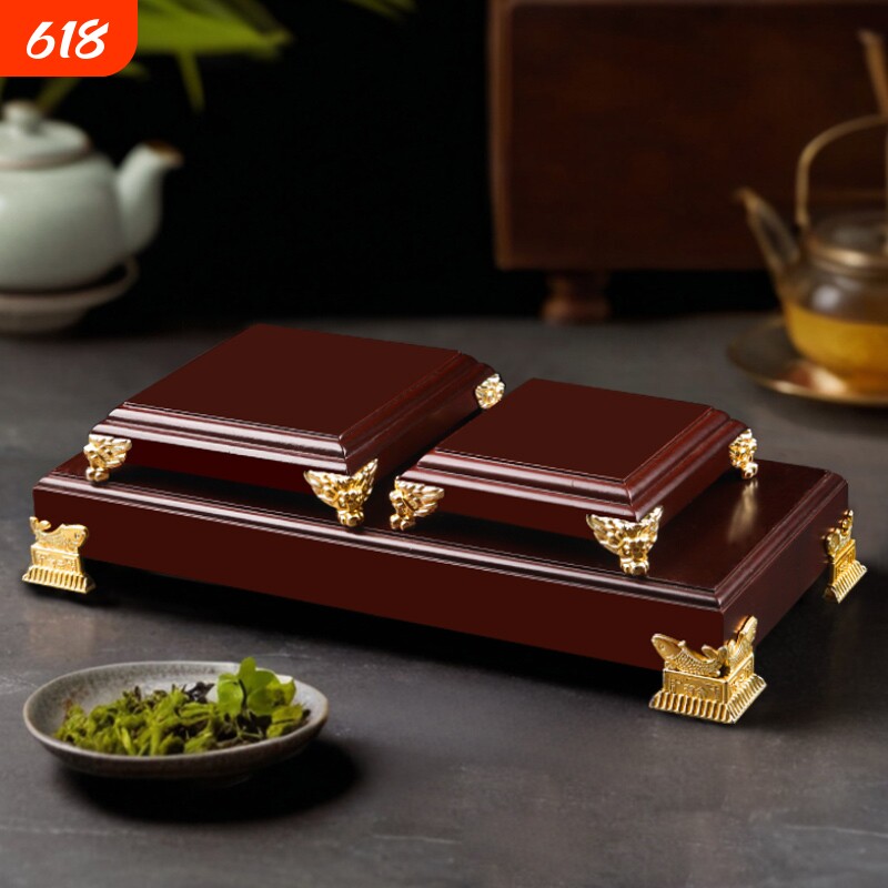 摆件底座佛像石头神像木托架财神爷正方形印章玉玺工艺品佛台垫高