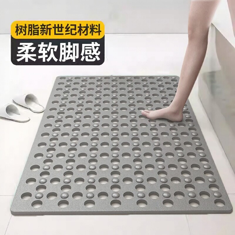 2024浴室垫防滑垫淋浴房洗澡防摔吸盘地垫垫子速干硅胶排水新款