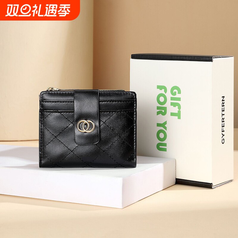 2025新款钱包女士短款韩版多卡位时尚搭扣钱夹拉链零钱包时尚卡包