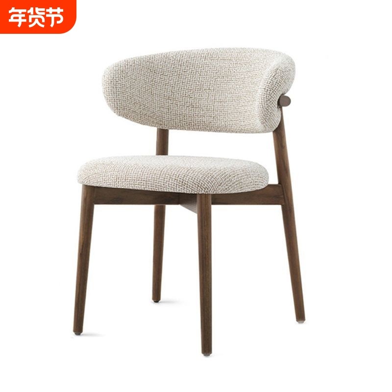 北欧实木餐椅家用现代餐厅椅子家用凳子棉麻布艺软包靠背椅羊角椅,住宅家具,餐椅,淘宝优惠券,粉丝福利购,淘宝优惠卷