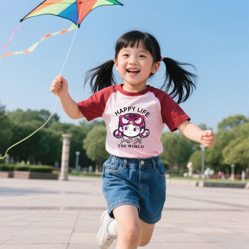 纯棉中大童女孩半袖上衣女童短袖t恤2025夏季新款洋气儿童T恤衫