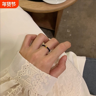 小金珠戒指女男情侣转运珠豆豆手工编织手绳小众设计款ins风时尚