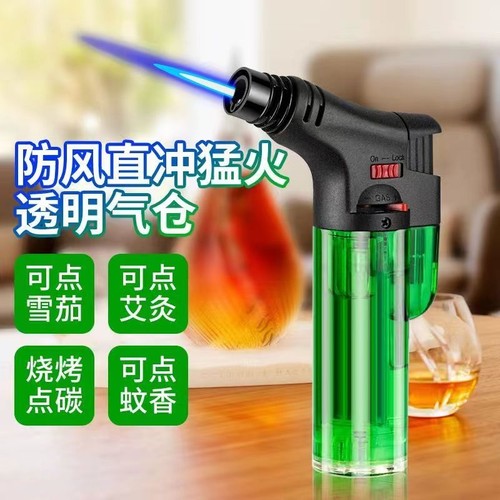 雪茄点香点艾灸点艾条专用直冲气体焊枪喷枪防风打火机充气点火器