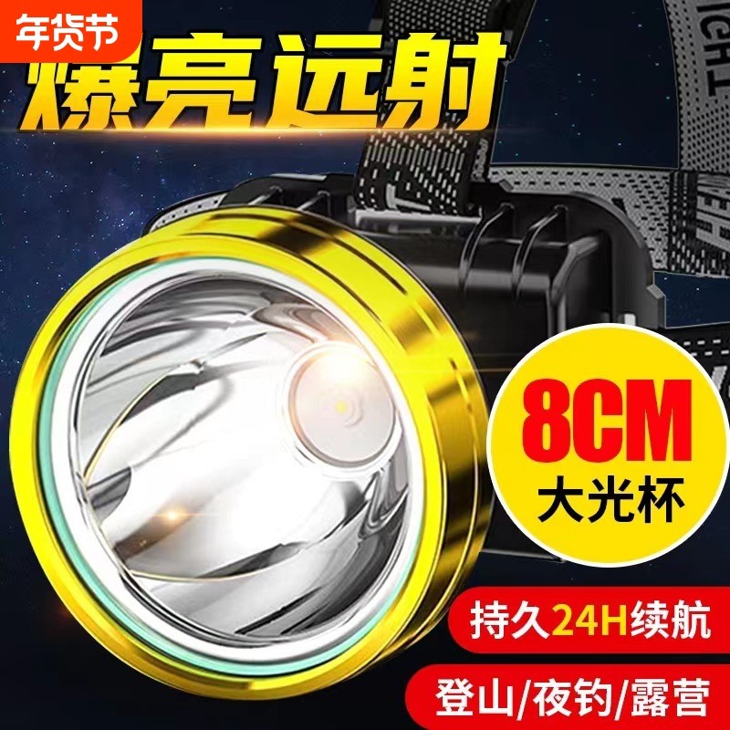头灯强光充电超亮头戴式钓鱼专用超长续航手电筒矿灯感应夜钓照明