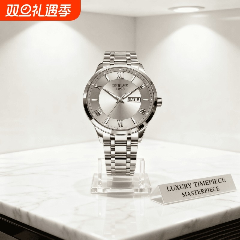 全自动男表手表男款机械风全自动防水数字双日历防水腕表男高级感