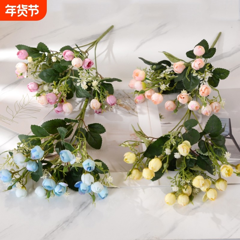 仿真轩尼诗把束玫瑰假花婚庆手工花艺婚礼堂造景diy花墙高级氛围