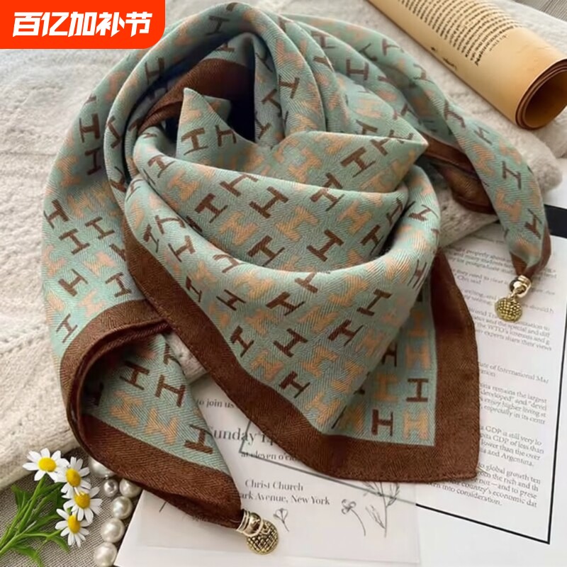 磁吸扣三角护颈防风围脖2025新款围巾女棉麻丝巾秋冬季高级感配饰