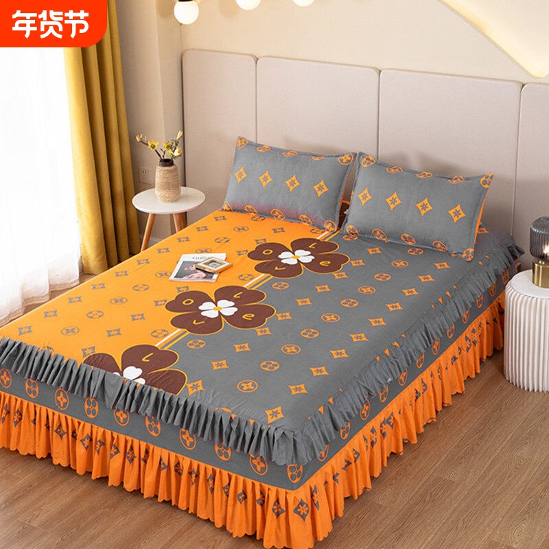 床裙床罩2025新款单件床单带裙边一米五床套床笠简约单人双人1.