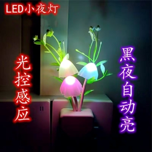 彩色节能小夜灯插电LED光控感应迷你卧室喂奶节能床头夜光小台灯
