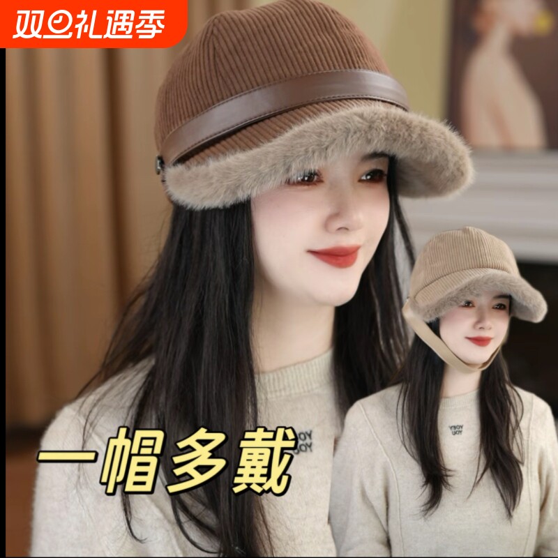 灯芯绒鸭舌帽女秋冬季韩版