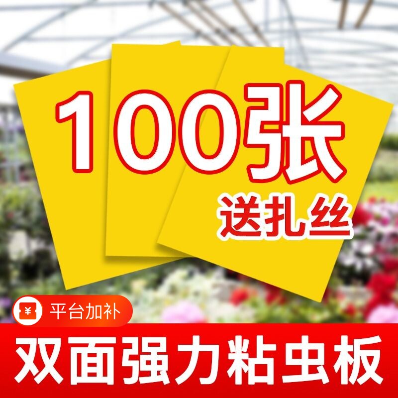 黄板双面粘虫板飞虫纸贴黄蓝蓟马小黑飞沾果蝇诱捕器粘板蚊子强力