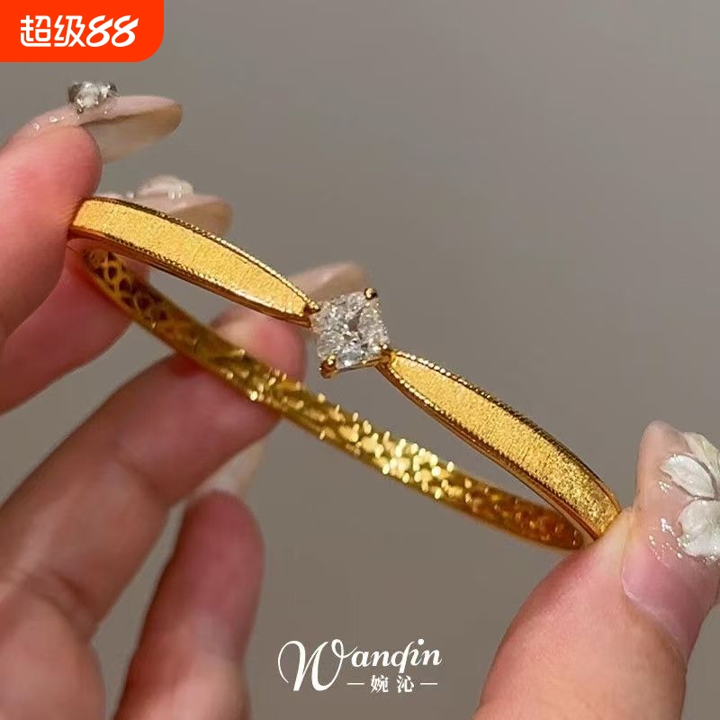「金玉满堂」国风金色方糖手镯女简约轻奢精致气质高级感百搭手饰