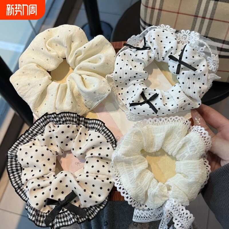 温柔蝴蝶结蕾丝大肠发圈ins新款可爱kt猫甜美少女气质清新发绳