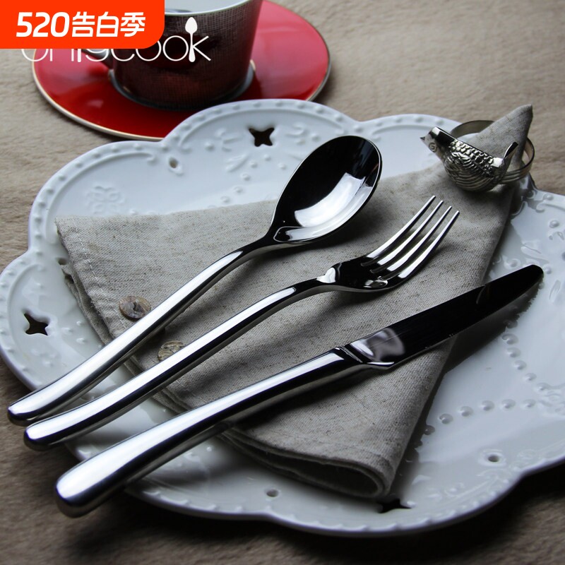 高级刀叉套装家用不锈钢牛排专用刀叉勺西餐餐具勺子叉子甜品尖头