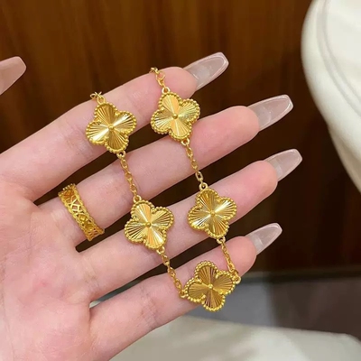 五花四叶草手链女金包银转运珠轻奢风小众设计感手串珠