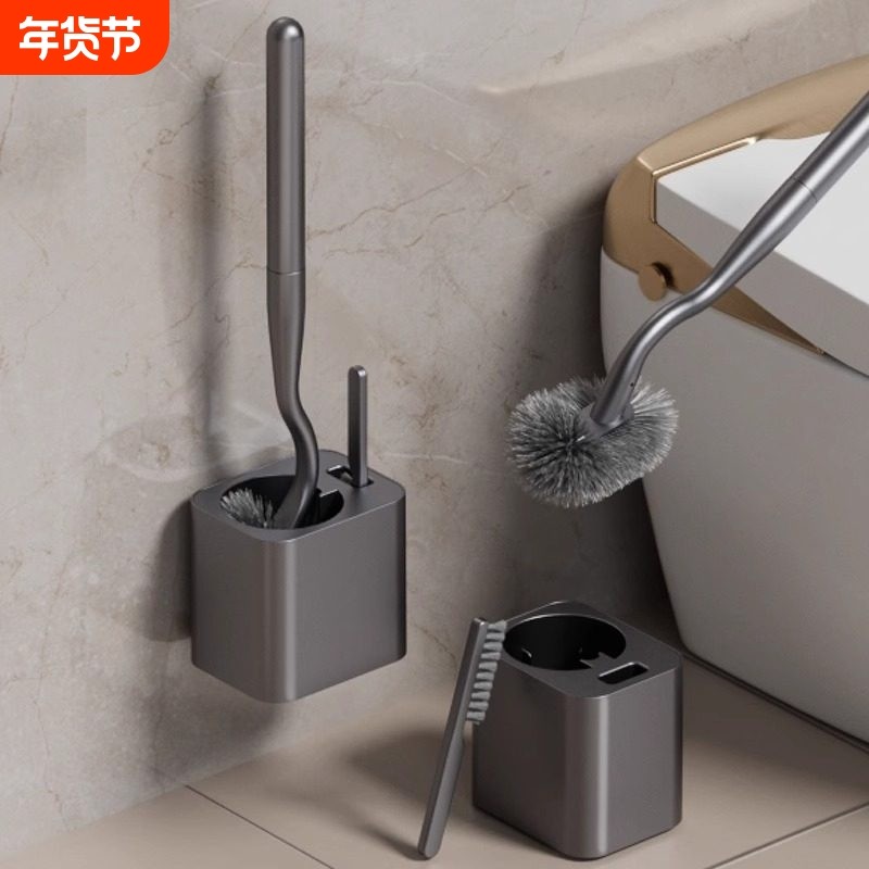 枪灰色马桶刷免打孔厕所刷子家用长手柄清洁套装卫生间洗马桶神器