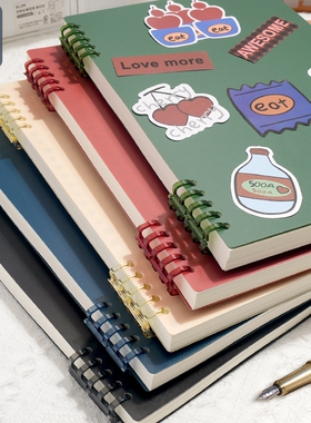 梦瑾大号可拆卸线圈不硌手活页本16K新款加厚环扣复古本子大学生专用考研笔记A5中生记事本开学装订蓝色纸张