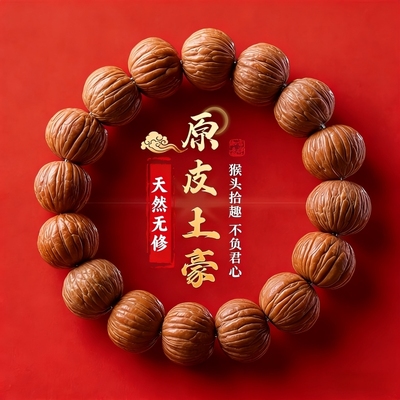 野生猴头土豪手串原籽小核桃盘玩