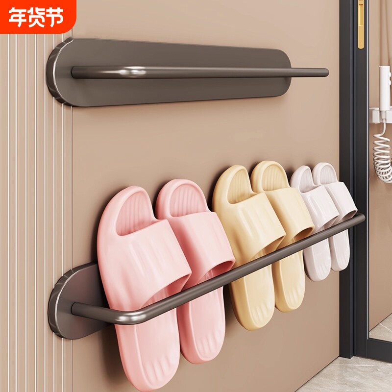 磁吸拖鞋架入户门后壁挂式收纳架门上免打孔鞋子置物架子承重碳钢