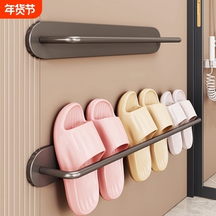 磁吸拖鞋架入户门后壁挂式收纳架门上免打孔鞋子置物架子承重碳钢