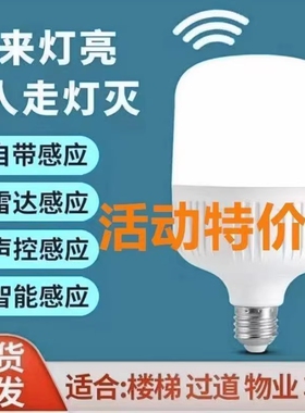 声光控感应灯人体雷达智能灯泡E27过道走廊灯声控楼道楼梯新款