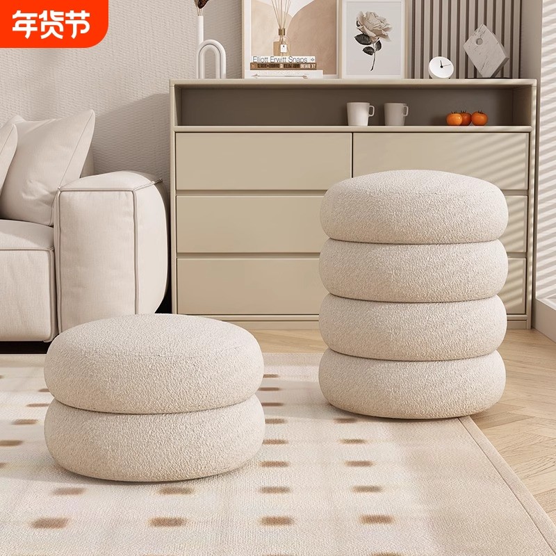 奶油风化妆凳梳妆凳子女生卧室坐墩轻奢梳妆台椅子美甲凳家居墩墩