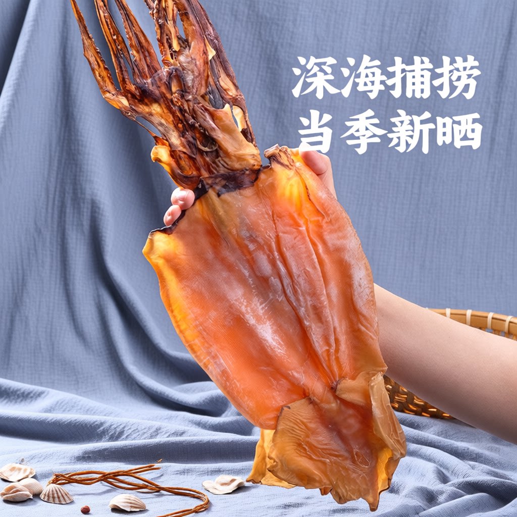 淡干鱿鱼板舟山特产鱿鱼干海鲜干货尤鱼大号铁板鱿鱼片500g烧烤