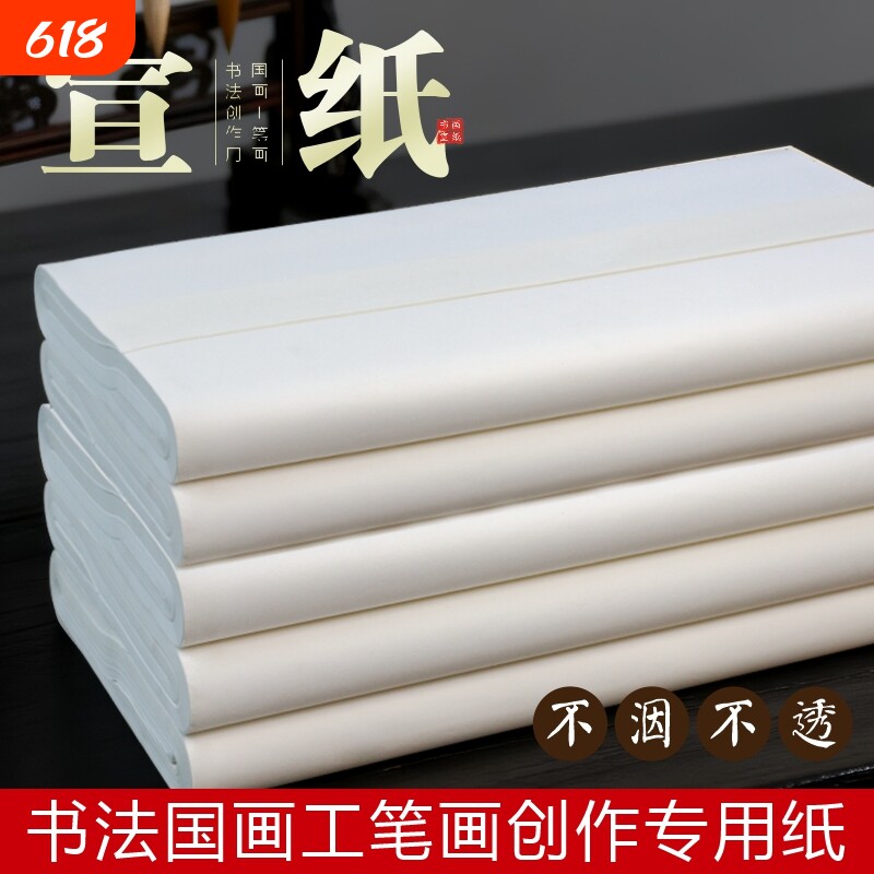 宣纸半生半熟书法专用纸毛笔字练习纸国画作品生宣纸熟宣创作纸半生熟四尺对开装裱整张六尺四开三尺小楷