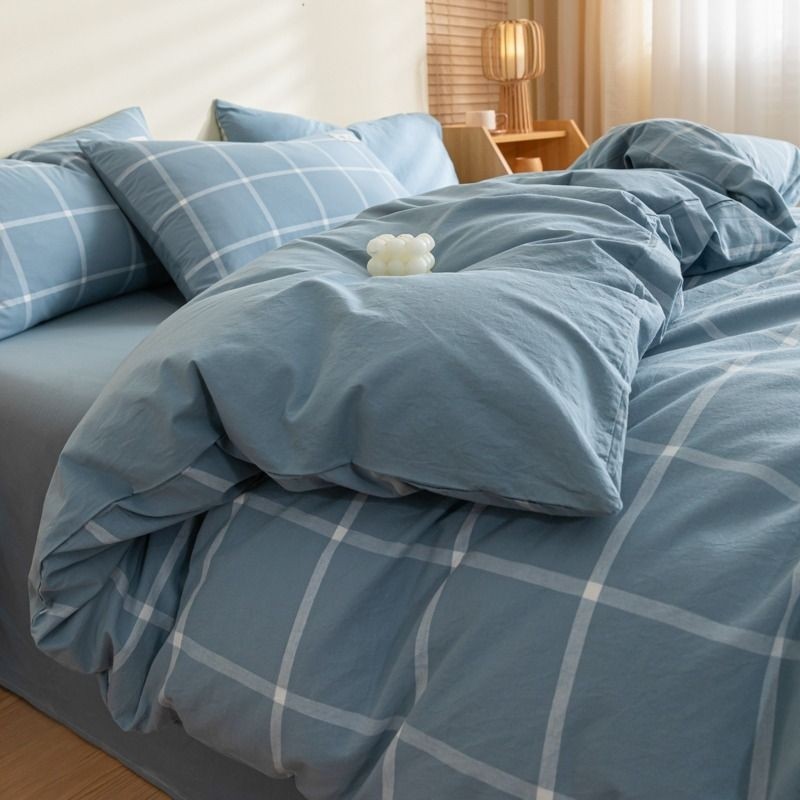 三件套纯棉四件套全棉水洗棉床上用品100床单被套罩学生宿舍床笠