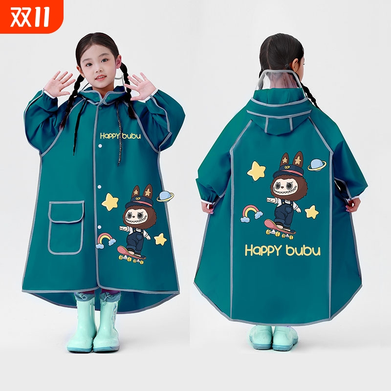 雨衣学生小学生女童幼儿园带书包位雨披上学专用长款全身防暴雨
