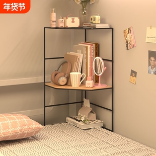 书架桌面置物架办公室桌上转角架多层三角形收纳架白色台面铁艺