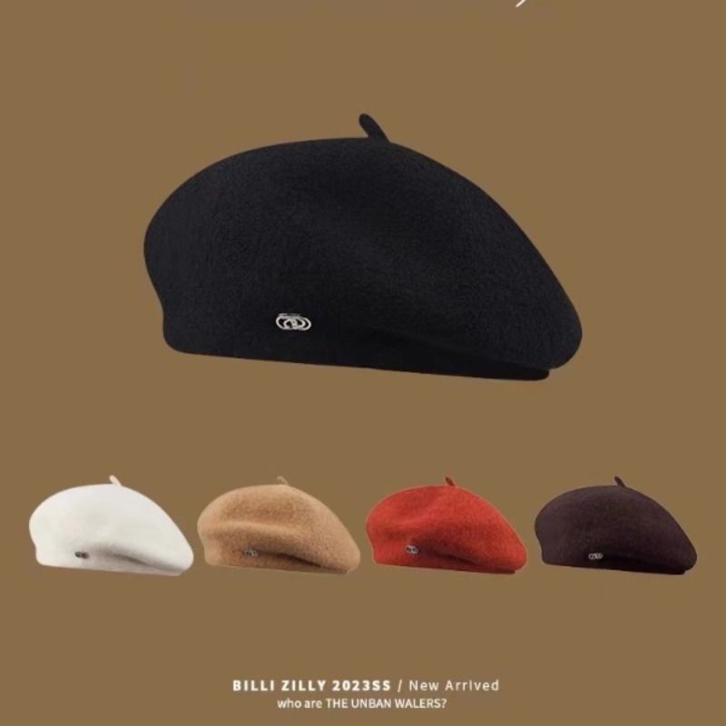 毛呢贝雷帽女2025新款网红大头围夏天遮阳帽显脸小保暖蓓蕾画家帽