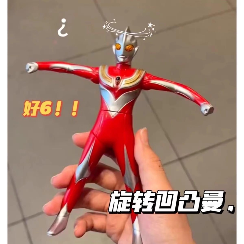 按压旋转奥特玩具蜘蛛侠模型迪迦超人手办男孩幼儿园儿童礼物摆件