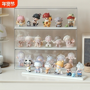 盲盒收纳展示架手办展示柜防尘萌粒玩偶娃娃展示盒客厅桌面加高