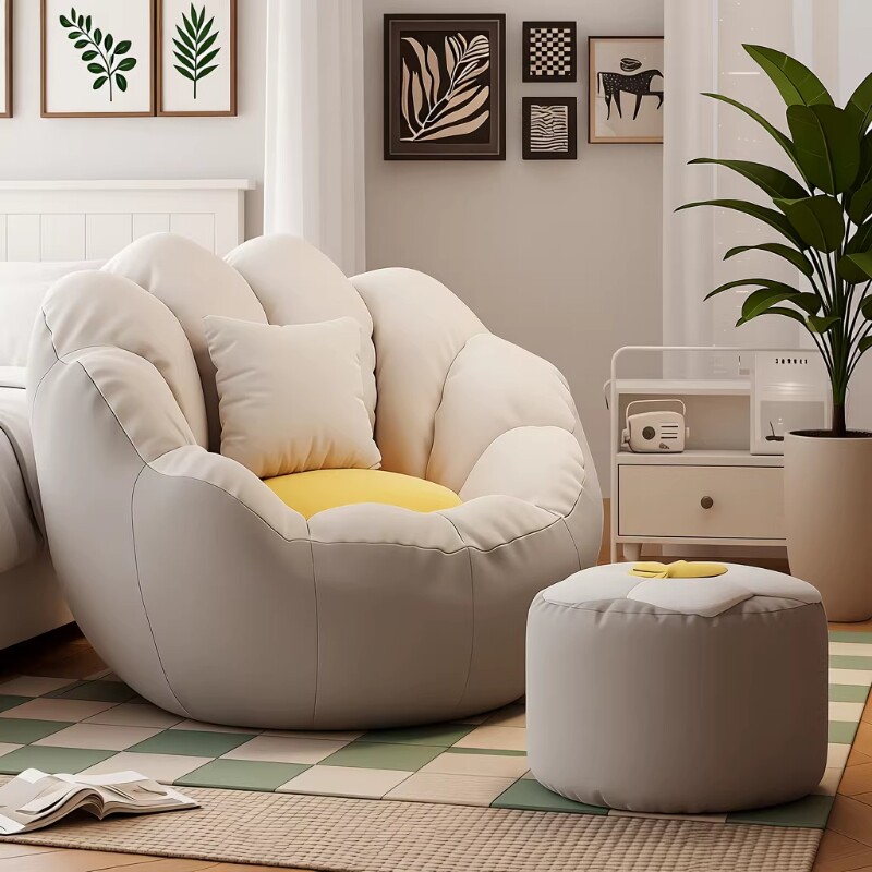 2026新款奶油风懒人沙发可坐可躺卧室小沙发单人豆袋人类狗窝躺椅