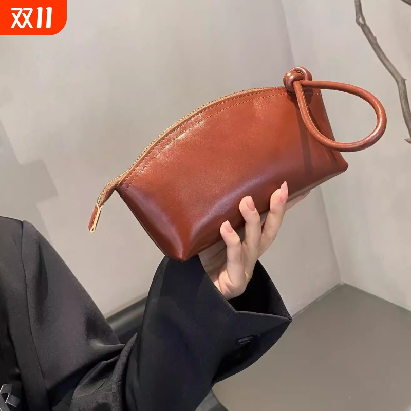 2025新款女士手拿包植鞣皮质感多功能化妆包女款手包高级感手提包