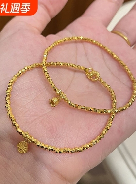 碎金小黄鱼铃兰花手链小众设计感简约时尚百搭个性高级蹦迪珠手镯