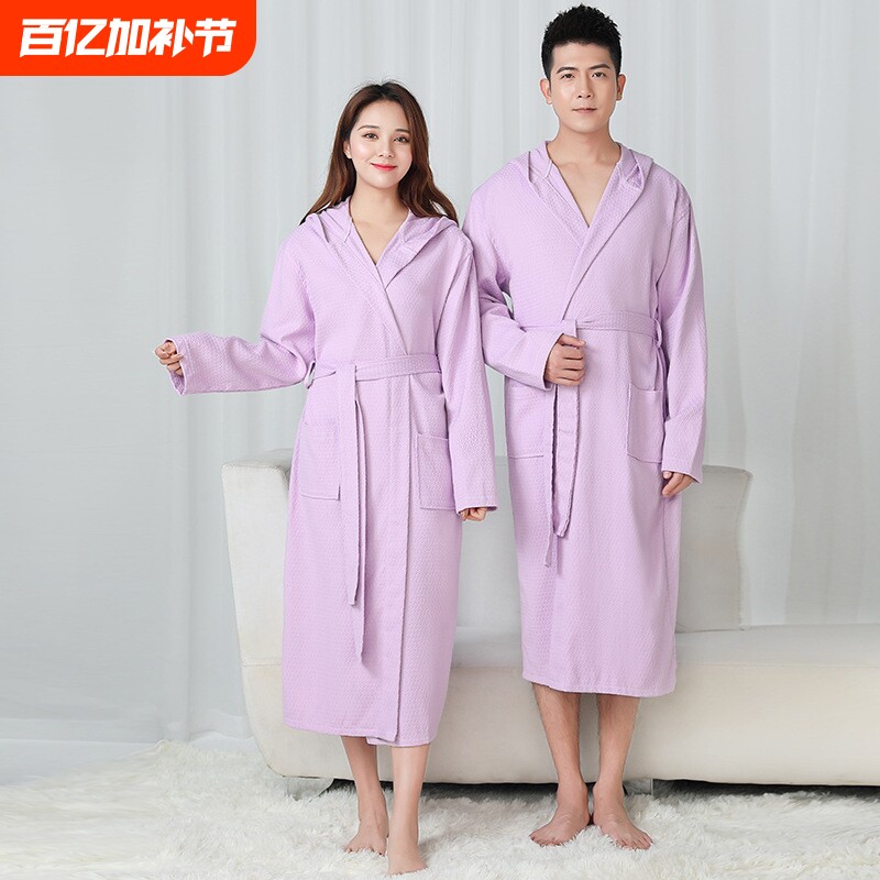 薄款浴袍连帽男女士情侣浴衣酒店白色浴袍加肥加大春秋夏季
