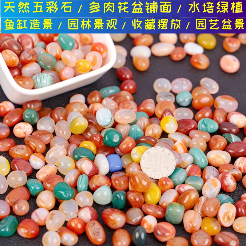 鹅卵石雨花石原石天然五彩色石头花盆鱼缸装饰清仓石头铺面石子
